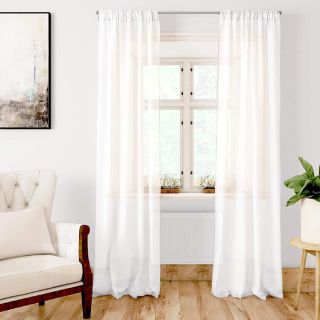 Encasa Polyester & Polyester Blend Chequered Rod Pocket Door Curtain, 7 Ft, White, Pack of 2 at Rs.698